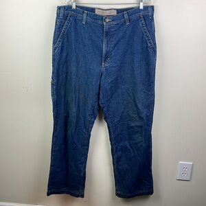 Vintage Eddie Bauer Easy Fit Carpenter Jeans Red Flannel Lined 38x32